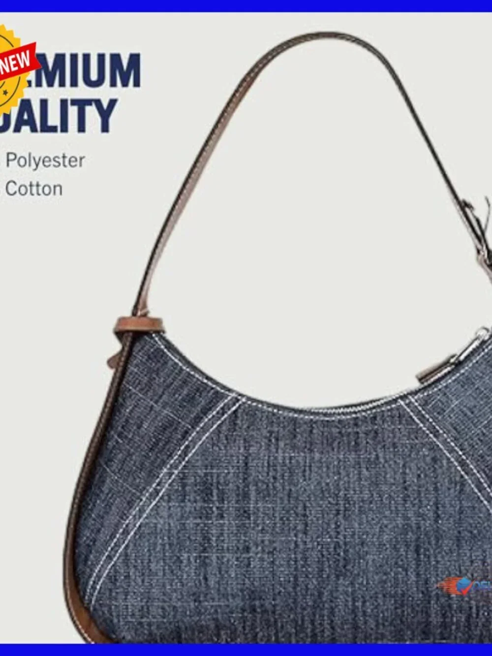 Adjustable Strap Hobo Bag with Zip Closure, Lightweight Cotton-Polyester Blend